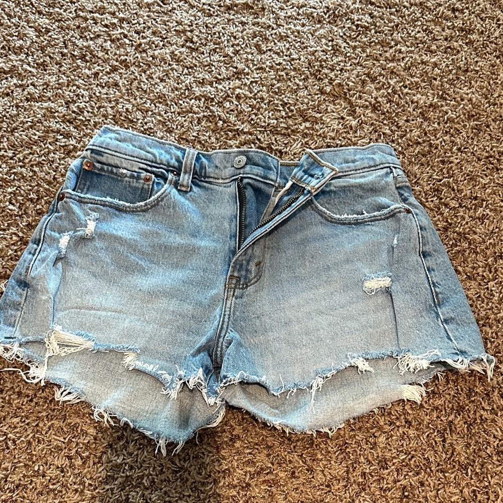 Abercrombie & Fitch Light Blue Distressed Jean Shorts